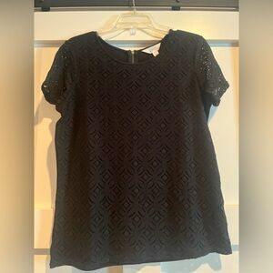 Market & Spruce Black Geometric Lace Blouse